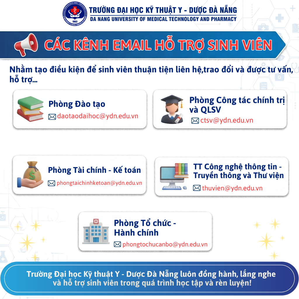 📢 CÁC KÊNH EMAIL HỖ TRỢ SINH VIÊN